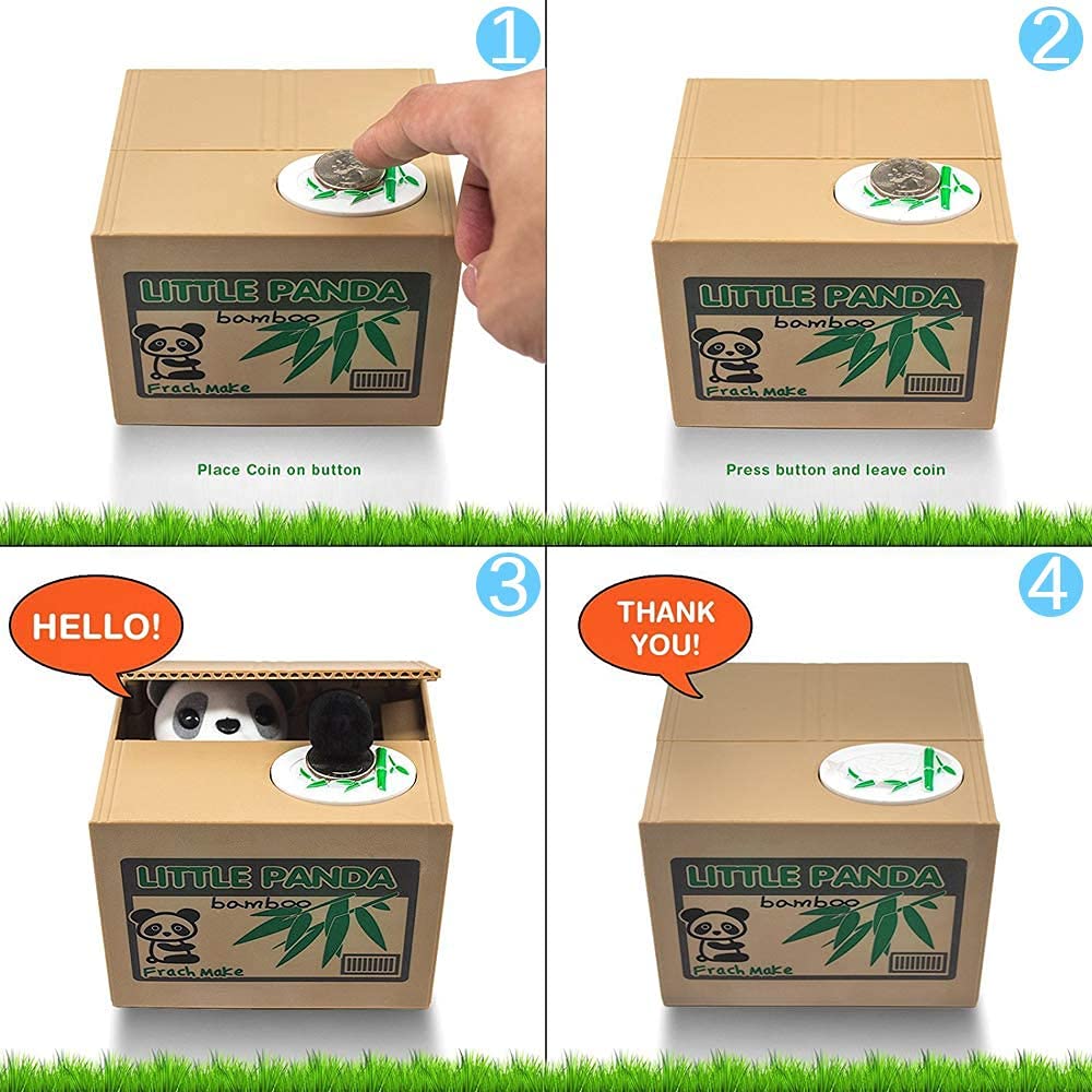 Amazon.co.jp: パンダ貯金箱 自動コイン機 電動貯金箱 マネー お金